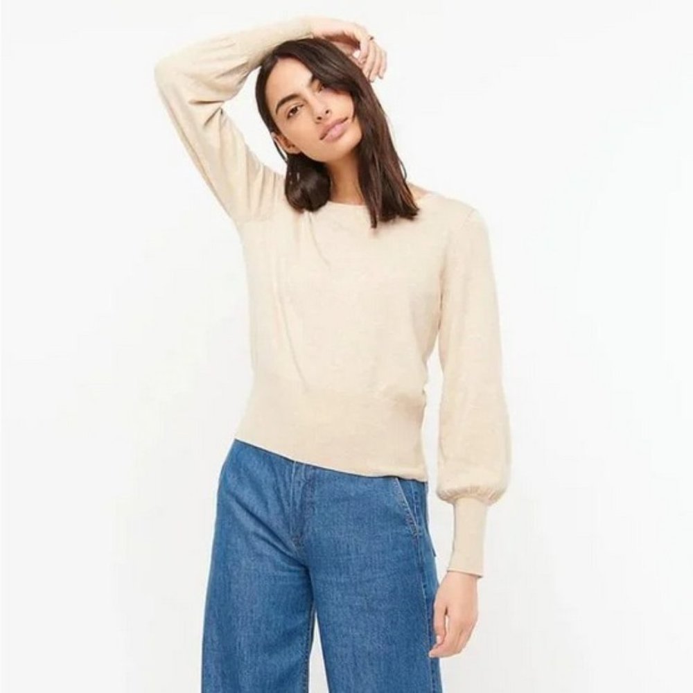 ✨ NEW J. Crew Cream Puff Sleeve Silk-Blend Sweater 2X
